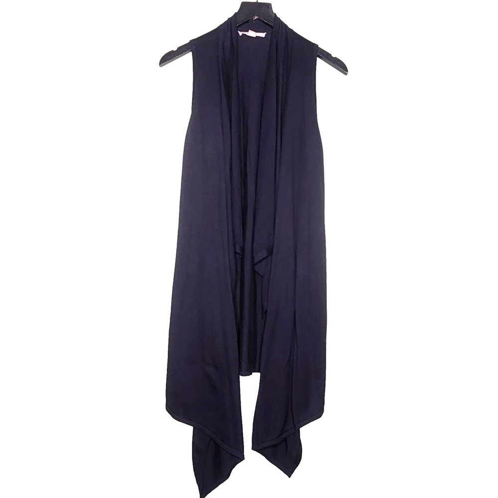 Michael Kors Sleeveless‎ Knit Cardigan Black Open Front Vest Waterfall S